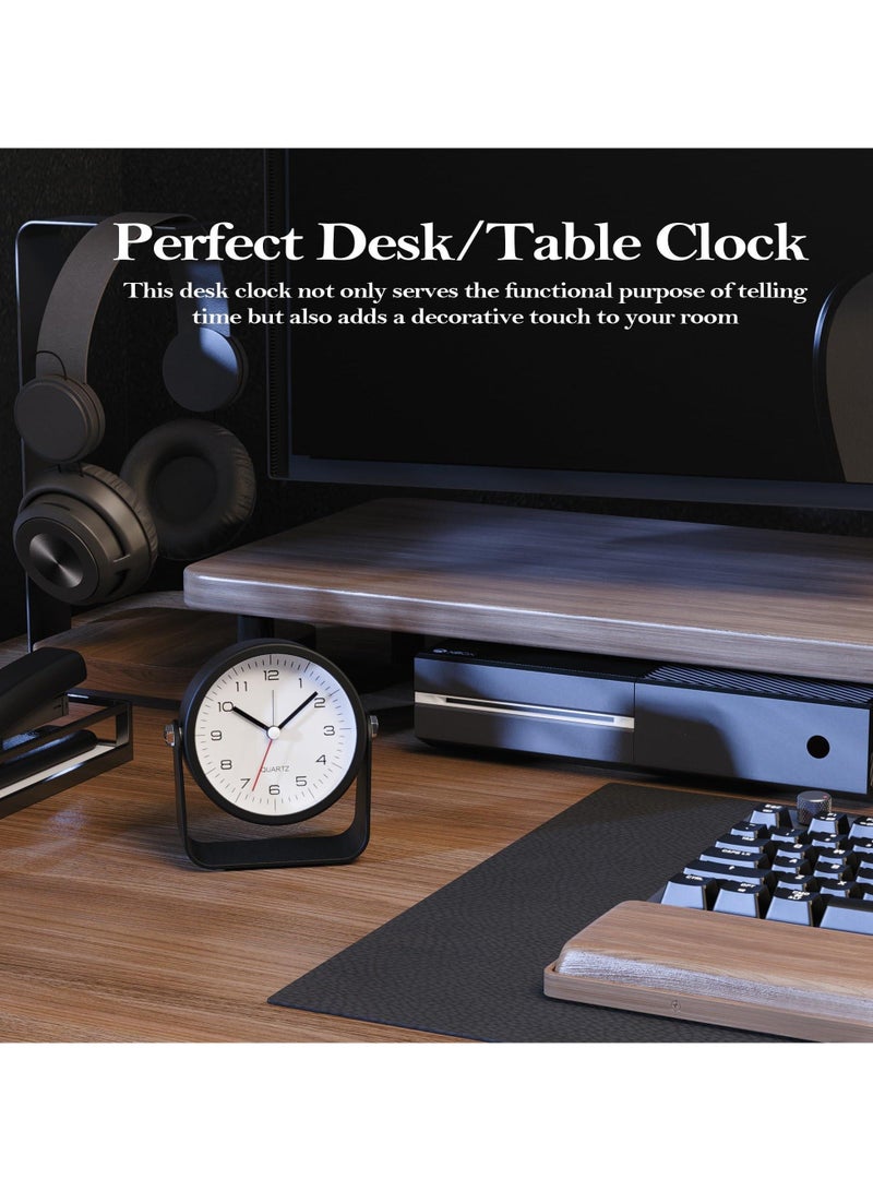 هاهاهاي ساعات منبهة، ساعة مكتب تعمل بالبطارية، ساعة طاولة لطيفة مع إضاءة، زاوية قابلة للتعديل للسفر، بجانب السرير، غرفة النوم، غرفة النوم، الأطفال، ديكور غرفة المعيشة (أسود) - Image 3