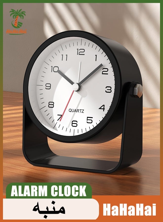 HaHaHai Alarm Clocks, Battery Operated Desk Clock, Cute Table Clock with Light, Adjustable Angle for Travel, Bedside, Bedroom, Kids, Living Room Decor(Black) - Image 1