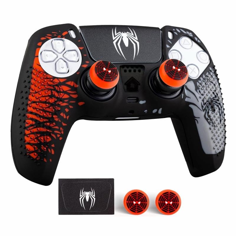 EDNITA Controller Cover for PS5 Silicone Skin, Controller Accessories, Non-Slip PS 5 Controller Cover Case with Thumb Grip Caps, Touch Pad Sticker and Cover Wrap Stickers (Pack of-1) - Image 1