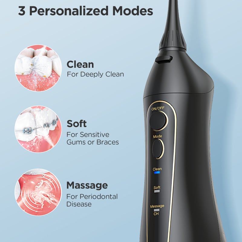 Fairywill FW5020E+E11 Cordless Oral Irrigator Electric Toothbrush 300ML Water Dental Flosser for Teeth IPX7 Waterproof Rechargeable with 4 Toothbrush Heads 4 Jet Nozzles - Image 4
