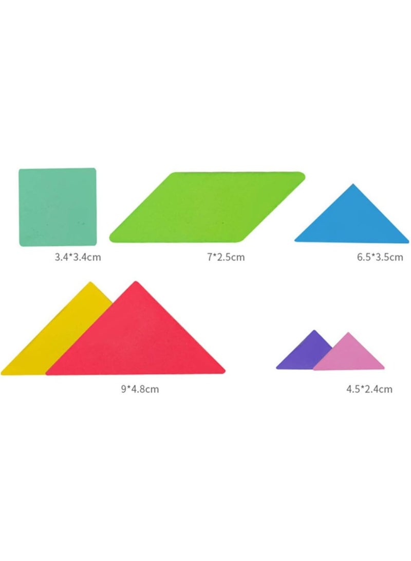 Wooden Tangram Puzzle, Early Development Tangram, IQ-Brain Teaser Toys, Jigsaw Shapes Dissection with Solution Questions, Funny Travel Games - Image 5