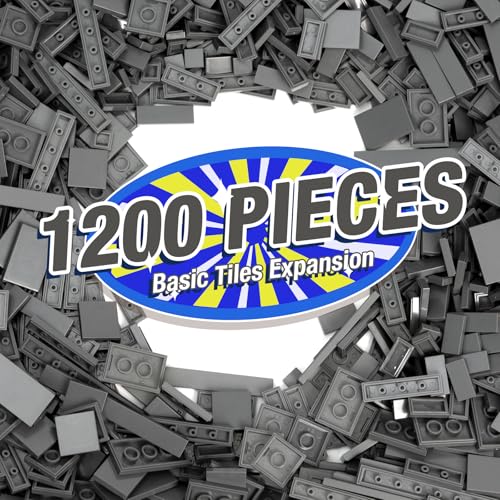 MANNIDOO 1200 Pieces Flat Pieces 9 Sizes Classic Moc Parts and Pieces Tiles Expansion Set  Compatible with All Major Brands Building Bricks Bulks for Smooth Surface Dark Grey - Image 1