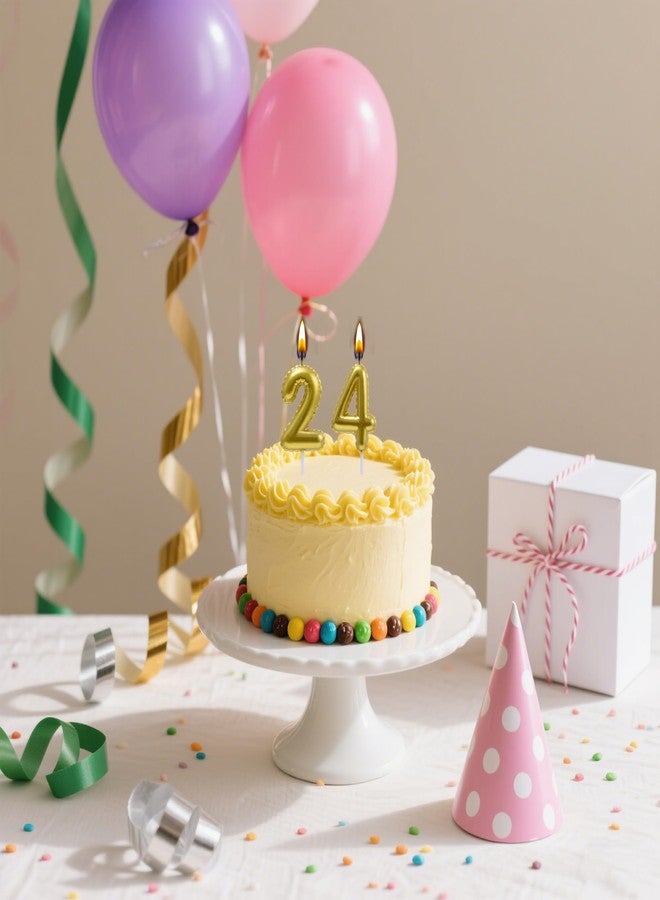 AOOLADA 24 & 42 Birthday Candle, 24th & 42nd Cake Candles, Number 24 & 42 Birthday Candles for Cake Topper Decoration, Gold - Image 3