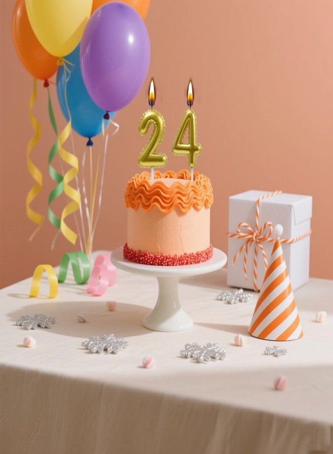 AOOLADA 24 & 42 Birthday Candle, 24th & 42nd Cake Candles, Number 24 & 42 Birthday Candles for Cake Topper Decoration, Gold - Image 2