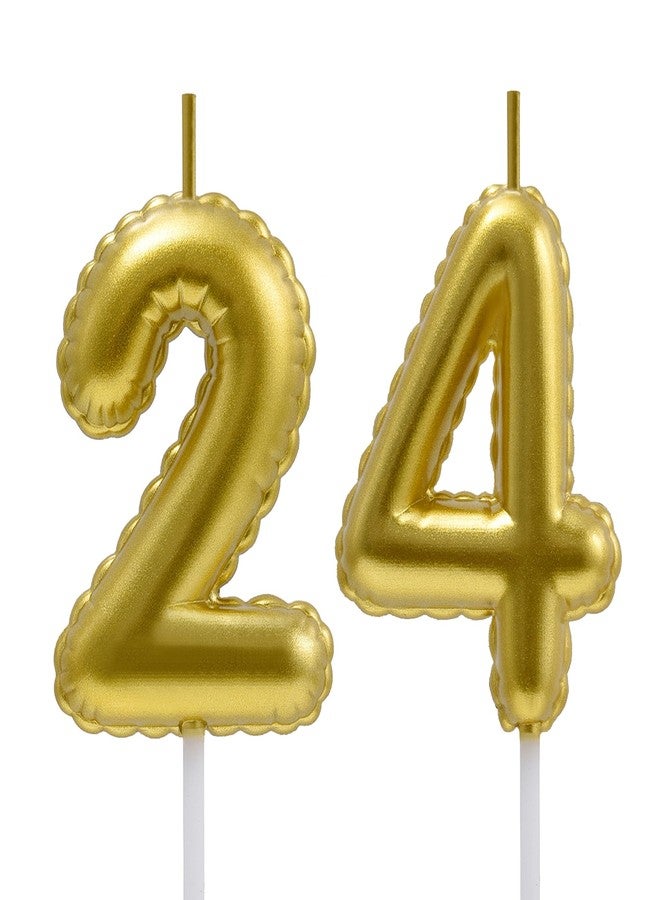 AOOLADA 24 & 42 Birthday Candle, 24th & 42nd Cake Candles, Number 24 & 42 Birthday Candles for Cake Topper Decoration, Gold - Image 1