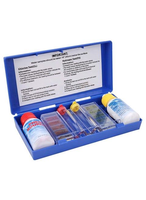 2-Way Pool Water Quality Testing Kit Standard Dual Test Kit Chlorine and PH with Carry Case for Swimming Pool
