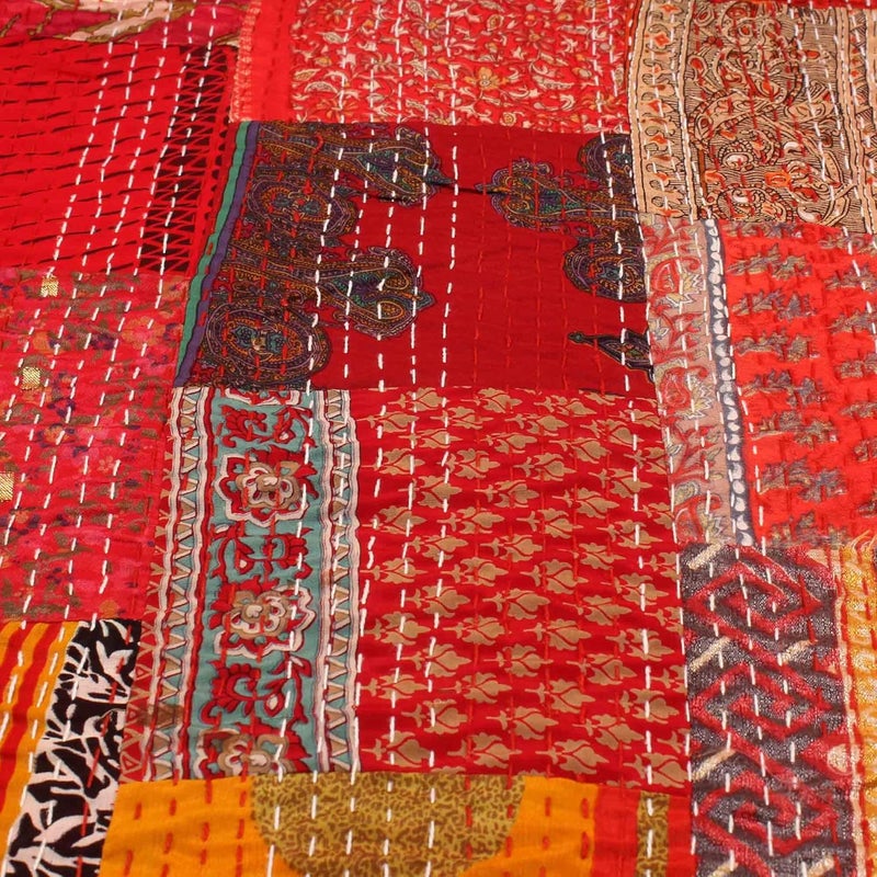 BOHEKANT Handicraft Silk Kantha Quilt Kantha Bed Cover Handmade Kantha Bedspread Kantha Blanket Throw04 Twin 60x90 Inches Single Bed - Image 3