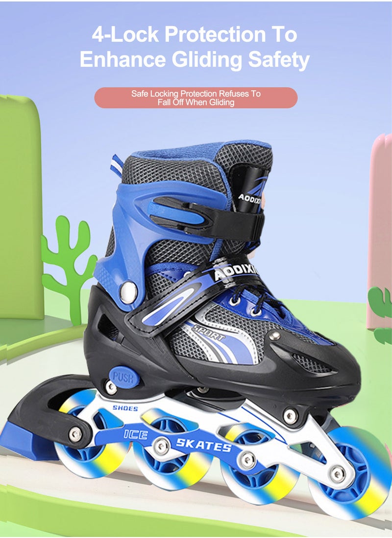 MaBaby Kids Adjustable Inline skates Roller Skate Shoe Set, with Full Light Up Wheels Outdoor Fun 3 Size, for 3-7 Years Girls and Boys (Blue)  - Image 3