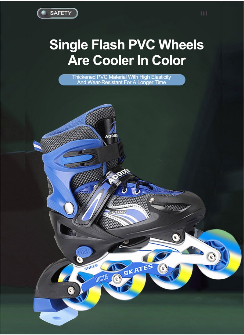 MaBaby Kids Adjustable Inline skates Roller Skate Shoe Set, with Full Light Up Wheels Outdoor Fun 3 Size, for 3-7 Years Girls and Boys (Blue)  - Image 5