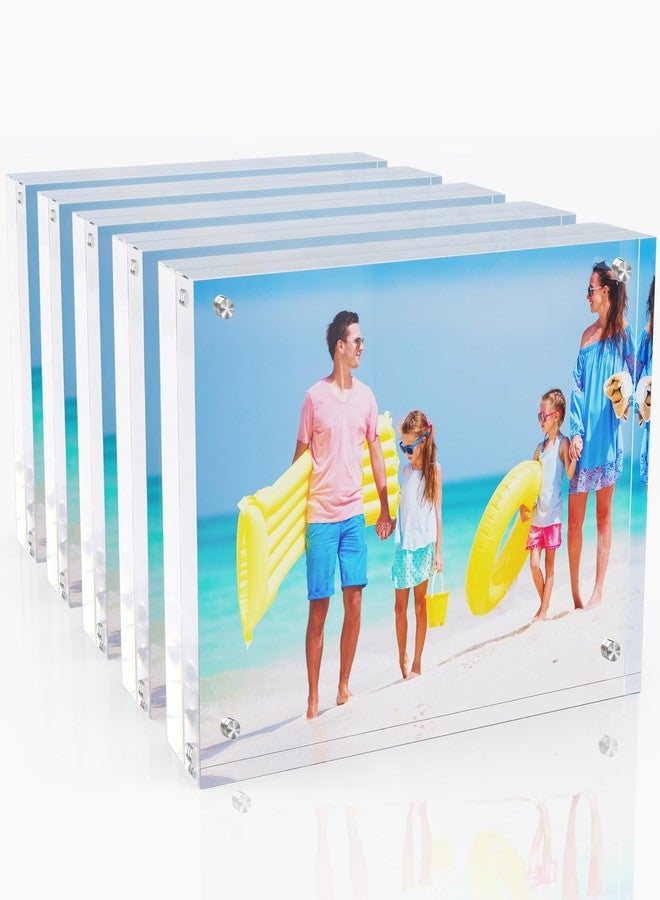 laapee 4x6 Inches Acrylic Picture Frames 5 Pack, Double Sided Magnetic Photo Frames,Free Standing on Desk or Table Clear Picture Frames - Image 1