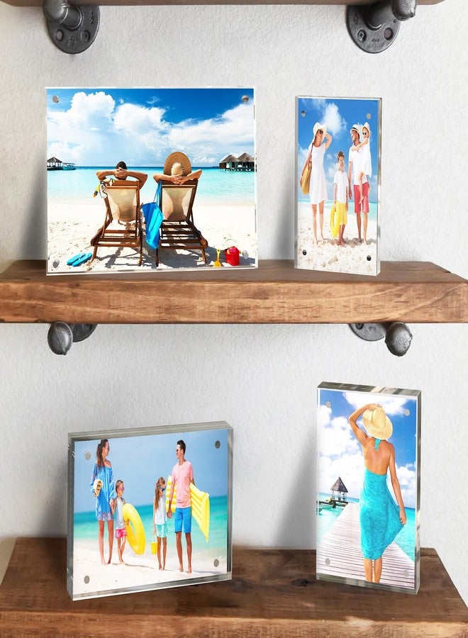 laapee 4x6 Inches Acrylic Picture Frames 5 Pack, Double Sided Magnetic Photo Frames,Free Standing on Desk or Table Clear Picture Frames - Image 2