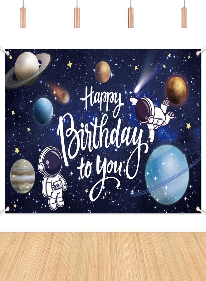 Geluode Outer Space Birthday Backdrop, Planets and Astronauts in Space Happy Birthday Photography Background, Universe Planet Theme Party Decorations for Boys Girls Kids Men Women(6x3.6ft) - Image 1