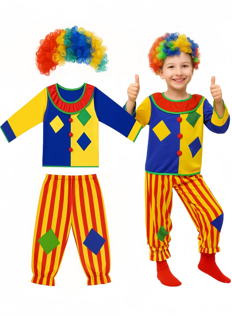 جيجيرو مجموعة من 3 قطع من أزياء المهرج للأطفال، أزياء السيرك للأولاد والبنات، أزياء تنكرية سريعة للارتداء في حفلات الهالوين والسيرك التنكرية - Image 1