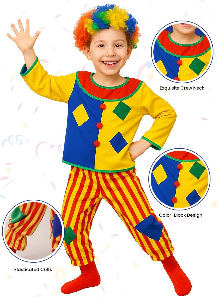 جيجيرو مجموعة من 3 قطع من أزياء المهرج للأطفال، أزياء السيرك للأولاد والبنات، أزياء تنكرية سريعة للارتداء في حفلات الهالوين والسيرك التنكرية - Image 3