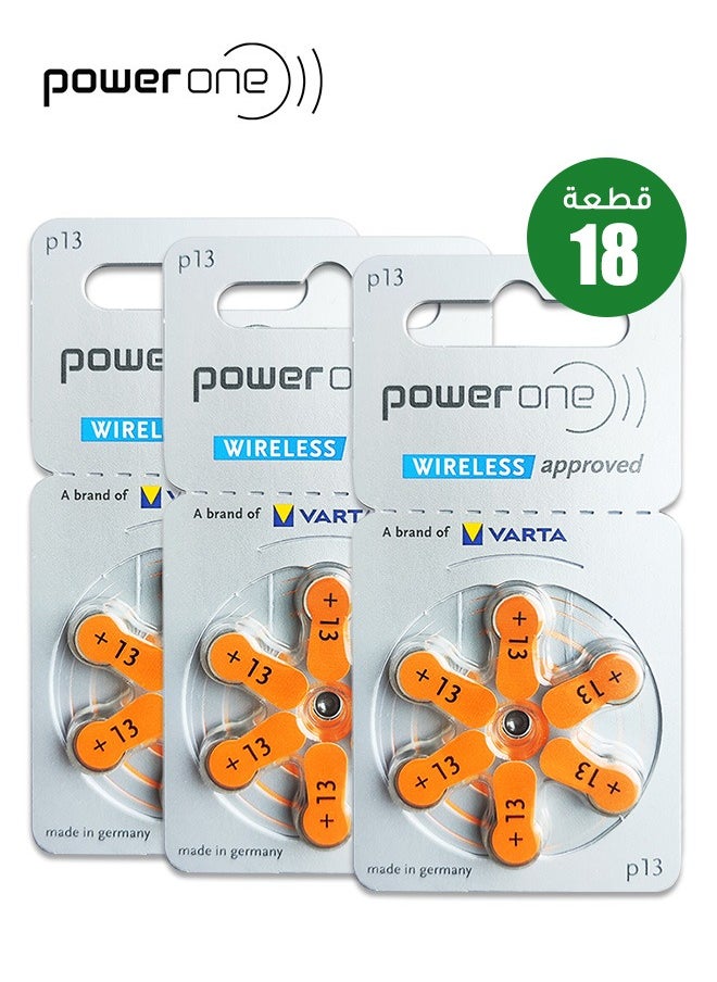 Power One - P13 Hearing Aid Battery No Mercury, 18 Batteries - Image 1