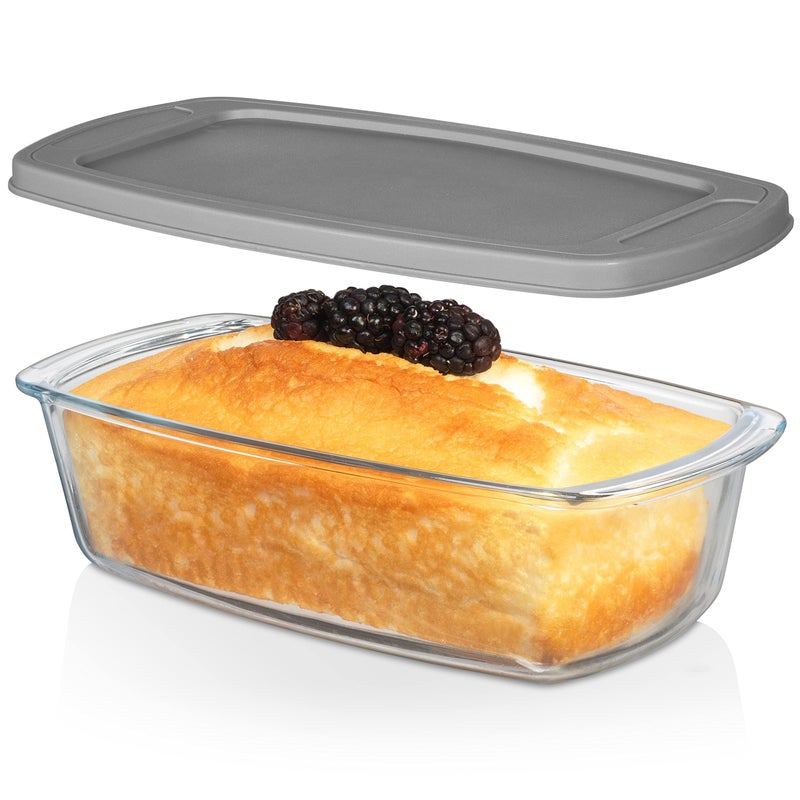 Razab LARGE 76 Cups1800 ML19 Qt Glass Loaf Pan with Lids  Meatloaf Pan BPA free Airtight Lids Grip Handle Easy Carry Microwave and Oven Safe  Loaf Pans For Baking Bread Cakes Glass Loaf Pan