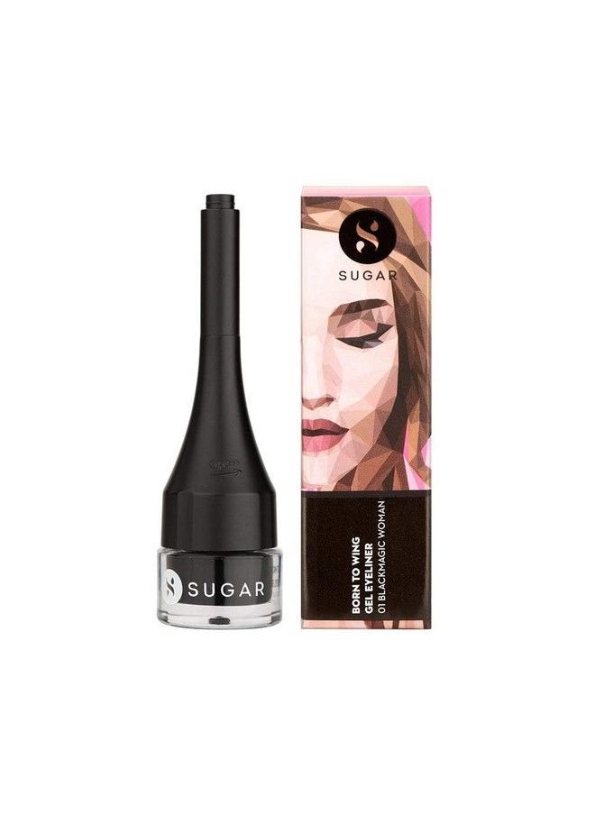 SUGAR Cosmetics كحل جل Born To Wing 01 Blackmagic Woman (لمسة نهائية غير لامعة) كحل جل مقاوم للماء مع فرشاة مقاوم للتلطخ يدوم حتى 12 ساعة  - Image 2