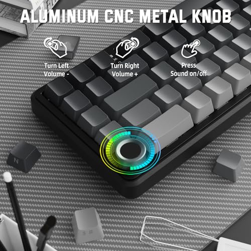 MAMBASNAKE Attack Shark X66 Gasket Wireless Mechanical Keyboard with Volume Knob,60% Bluetooth/2.4GHz/Wired Gaming Keyboard,RGB Backlit,Side Printed PBT Keycaps,66 Keys Hot Swappable for PC/MAC,Black - Image 3