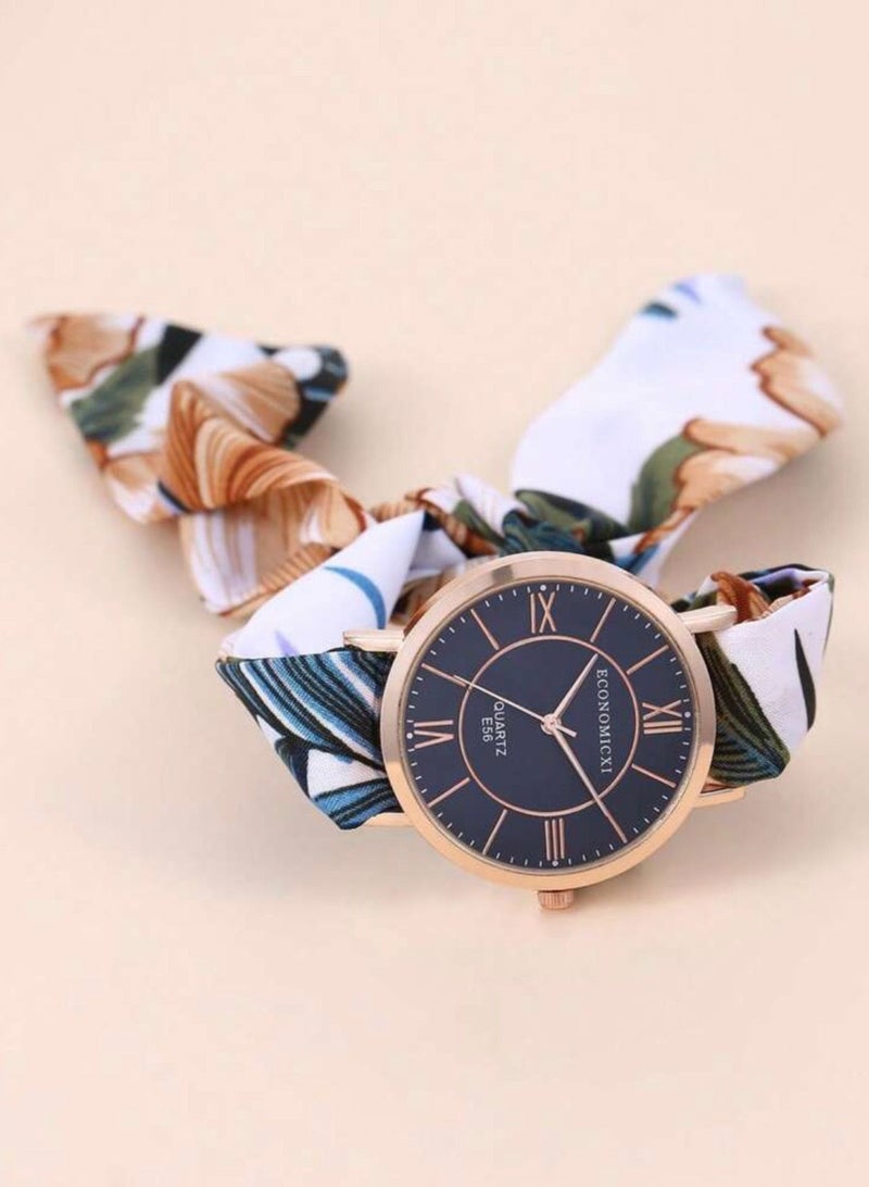ECONOMICXI Casual Watch For Women With Colored Fabric Strap - Image 2