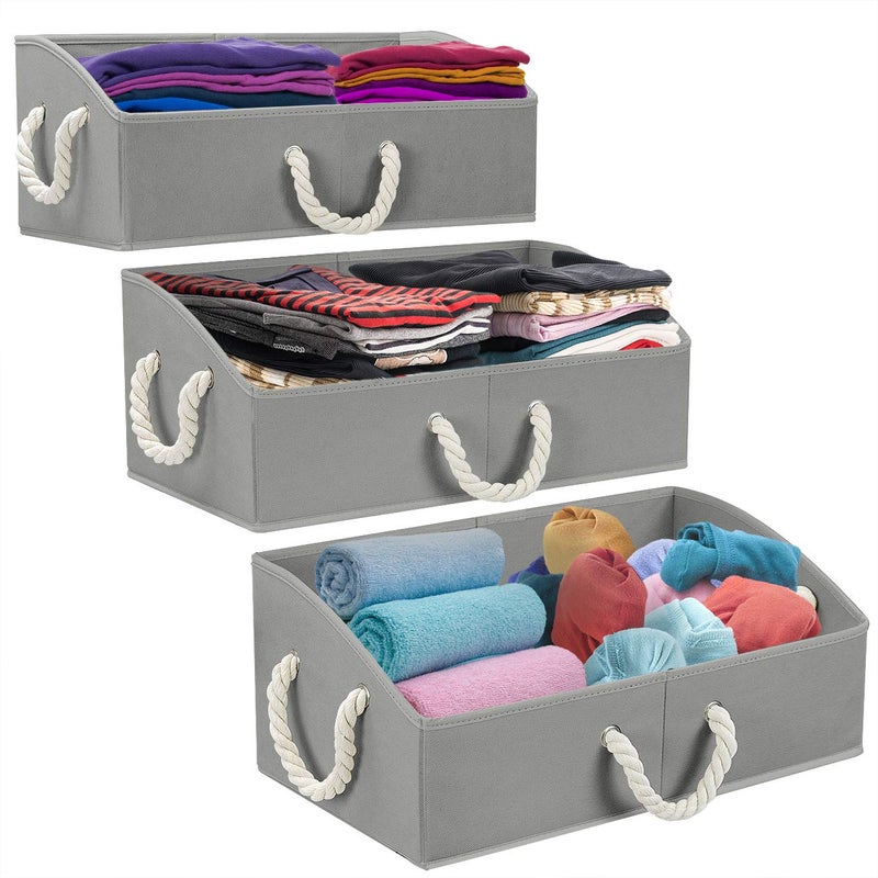 Sorbus Storage Bins 3Pack Fabric Storage Baskets Foldable Closet Organizer Trapezoid Storage Box Grey
