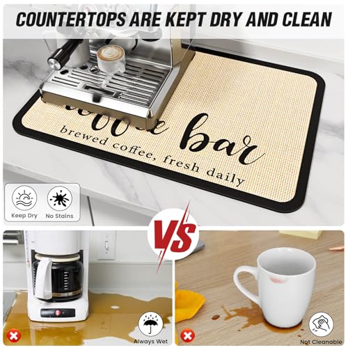 DK177 Coffee Mat - Dish Drying Mat for Kitchen Counter , Hide Stain, Absorbent with Waterproof Rubber Backing, Fit Kitchen Dish Rack Bar Accessories, 31.5" x 17" - Image 3