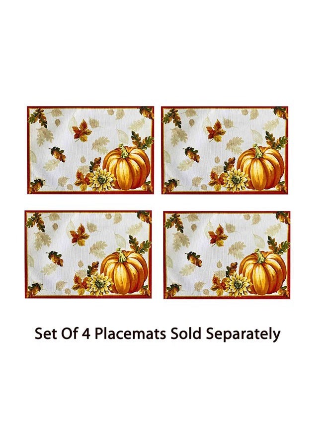 Newbridge Blue Pumpkin Farmhouse Harvest Bordered Thanksgiving Fabric Napkins, Stonewashed Fall Pumpkin and Sunflower Cottage Print Easy Care Napkins, Set of 8 Fabric Bordered Napkins - Image 5