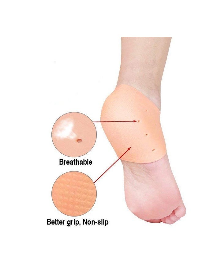 SD Enriching Beauty SD Enriching Beauty Silicone Gel Heel Socks For Dry Hard Cracked Heel Repair Pad, Swelling & Pain Relief, Cushion Support, Foot Care, Ankle Protection, Plantar Fasciitis For Men And Women - Skin Color - Image 2