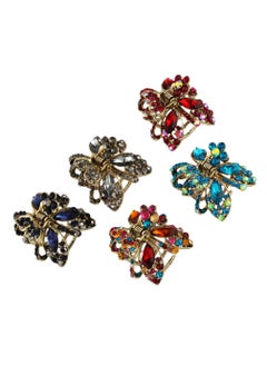 minkissy Minkissy 5Pcs Mini Hair Claw Clips Rhinestone Butterfly Jaw Clips Vintage Metal Barrettes Crystal Hair Accessories for Women Girls 