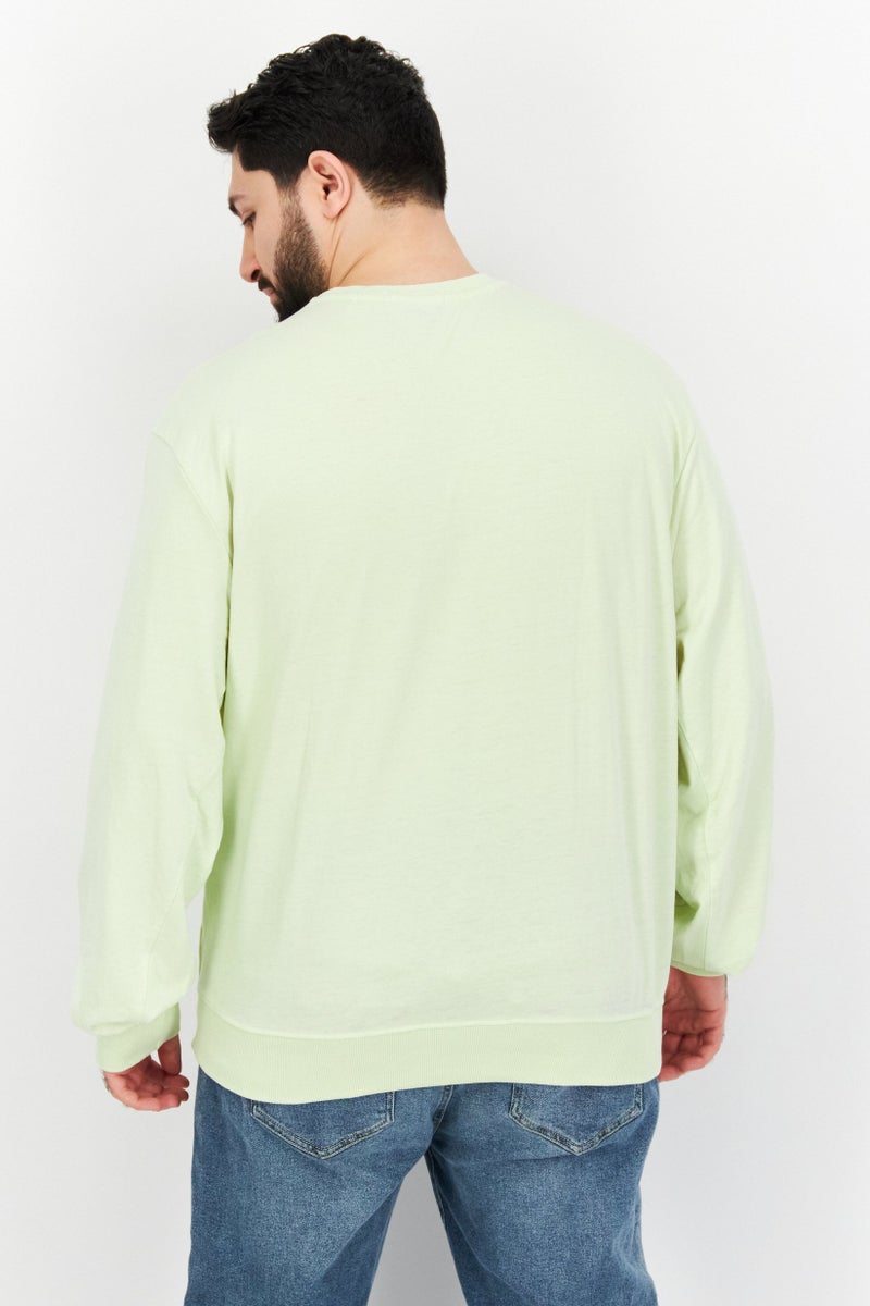 Sovereign Code Men Crew Neck Long Sleeves Solid Sweatshirt, Lime Green - Image 4