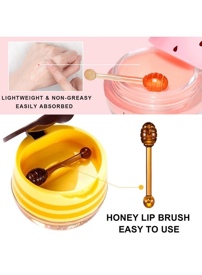 Topcent 3Pcs Lip Balm Honey Pot With Stick, Honey Strawberry Apple Moisturizing And Hydrating Sleeping Lip Mask, Day And Night Repair And Care, Improve Lip Color, Reduce Lip Lines (Set A) - Image 2