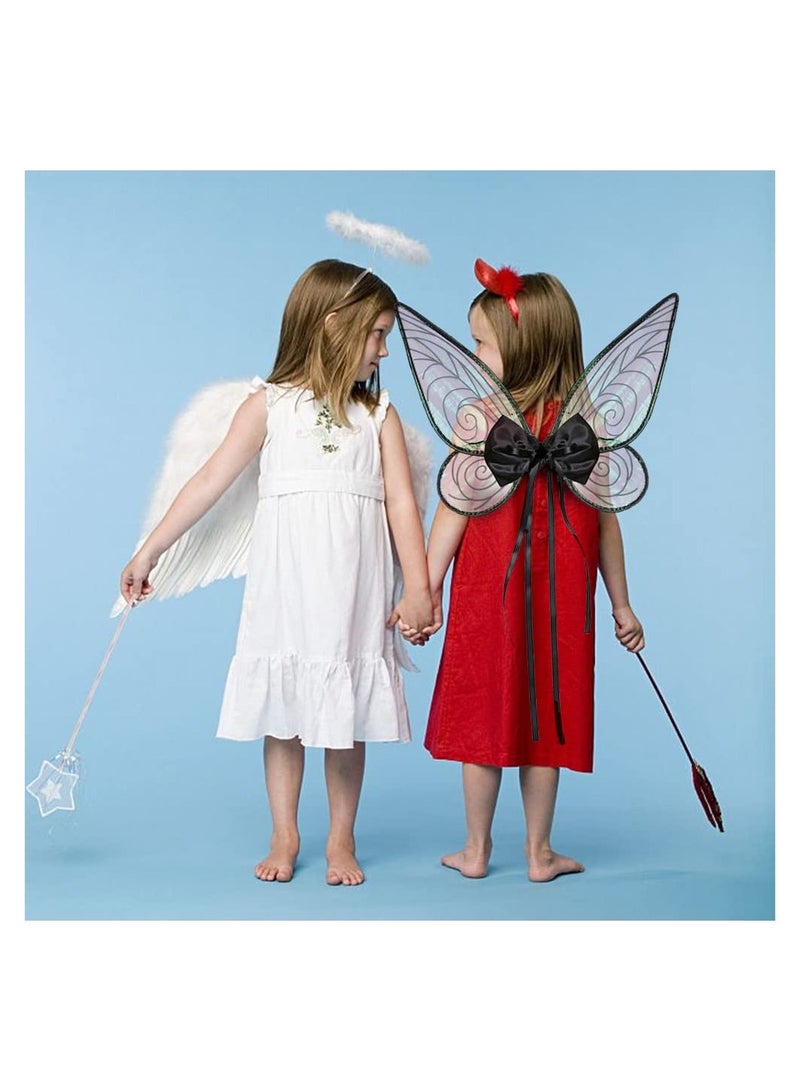 Fairy Wings Festivel Party Wings for Girls Black Sparkle Princess Wings Wings erfly Costume Wings Set for Kids Holiday Cosplay Party Favors  - Image 3