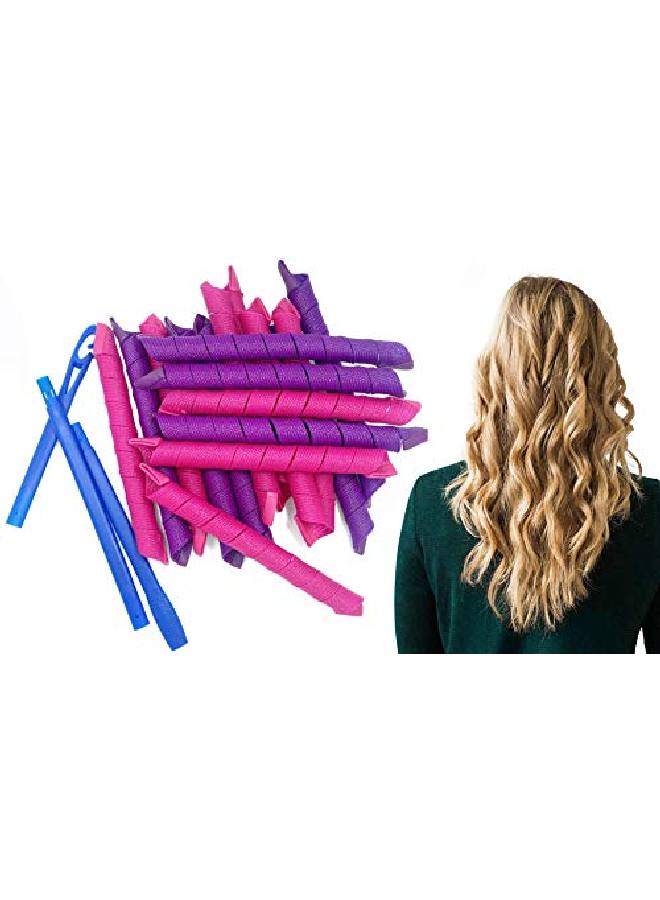 STAR WORK 14Pcs Hair Curlers Spiral Curls 30 Cm Styling Kit No Heat Hair Curlershair Rollers Wave Stylesheatless Spiral Curlers For Women Girls Short Long Hair Styling Tools (Hair Roller Curler) - Image 2