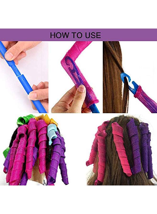 STAR WORK 14Pcs Hair Curlers Spiral Curls 30 Cm Styling Kit No Heat Hair Curlershair Rollers Wave Stylesheatless Spiral Curlers For Women Girls Short Long Hair Styling Tools (Hair Roller Curler) - Image 4