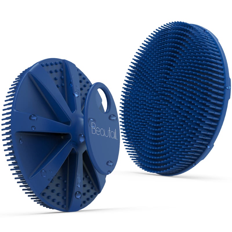 فرشاة جسم سيليكون BEAUTAIL لتنظيف الجسم في الحمام أكثر نظافة من اللوف التقليدي ليف رغوي لطيف يدوم طويلاً فرشاة تقشير لطيفة للنساء والرجال والأطفال ذوي البشرة الحساسة 1 عبوة زرقاء