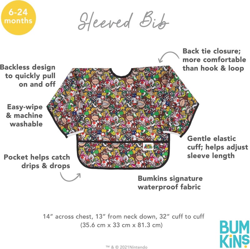 Bumkins Super Mario Long Sleeve Baby Bib - Image 5