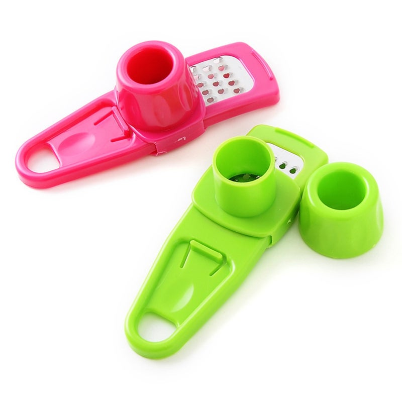 Manual Press Garlic Chomper Small Garlic Grinder Slicer Garlic Masher  color  2PC - Image 1