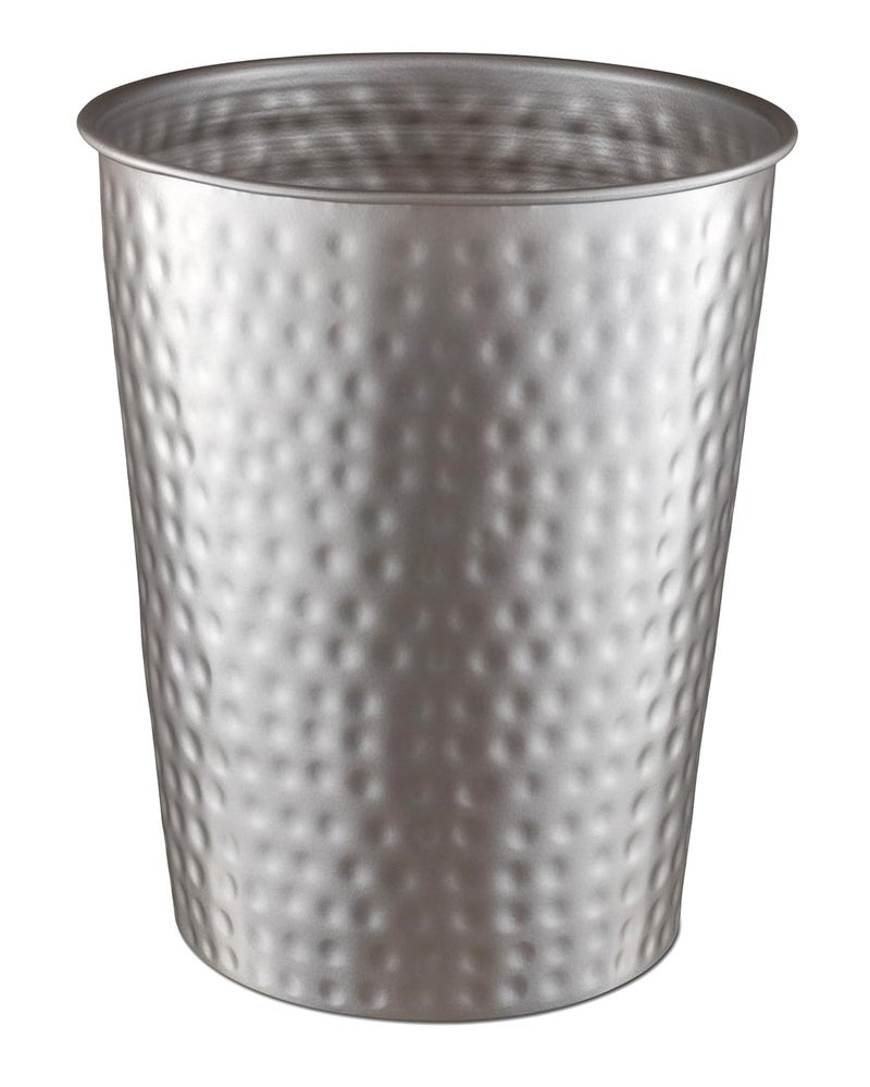 Monarch Abode Metal Bathroom Trash Can – Waste Basket for Bedroom, Office Desk, & Dorm, Hand Hammered, Durable Decorative Pewter Small Trash Can Bathroom Garbage Bin Wastebasket - Image 1
