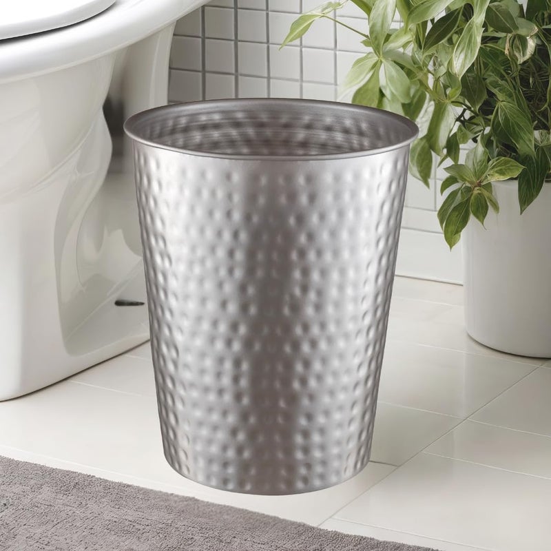 Monarch Abode Metal Bathroom Trash Can – Waste Basket for Bedroom, Office Desk, & Dorm, Hand Hammered, Durable Decorative Pewter Small Trash Can Bathroom Garbage Bin Wastebasket - Image 5