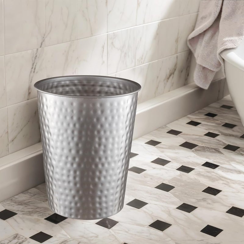 Monarch Abode Metal Bathroom Trash Can – Waste Basket for Bedroom, Office Desk, & Dorm, Hand Hammered, Durable Decorative Pewter Small Trash Can Bathroom Garbage Bin Wastebasket - Image 4