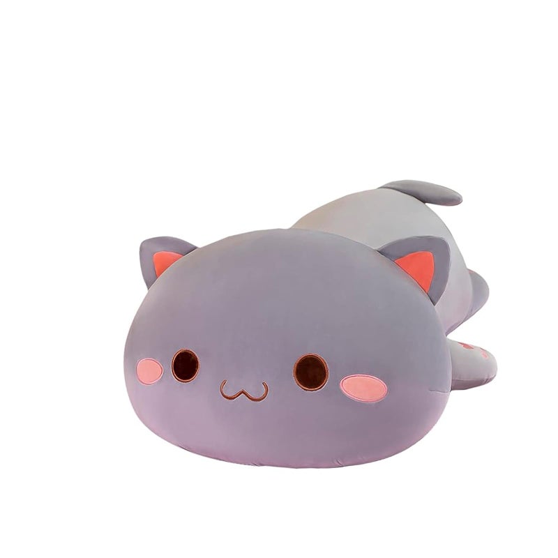 FUYU Cat Stuffed Animals, Soft Cat Plush Pillow Kawaii Kitten Stuffed Animal Toy Gifts for Kids Boys Girls Room Decor (Grey Round Eyes,15in/37cm) - Image 1