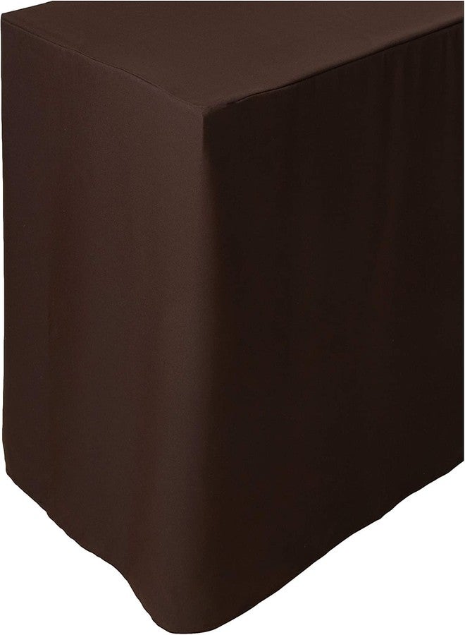 LA Linen Polyester Poplin Fitted Tablecloth, 96"L x 30"W x 30"H, Brown - Image 1