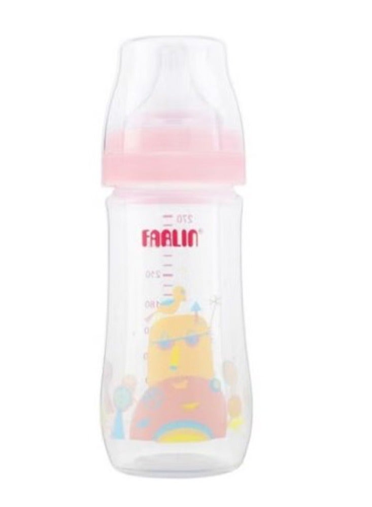 FARLIN Pp Wide Neck Feeding Bottle With silky nipple and reinforced ring air valve system , 270ML - Pink  - Image 1
