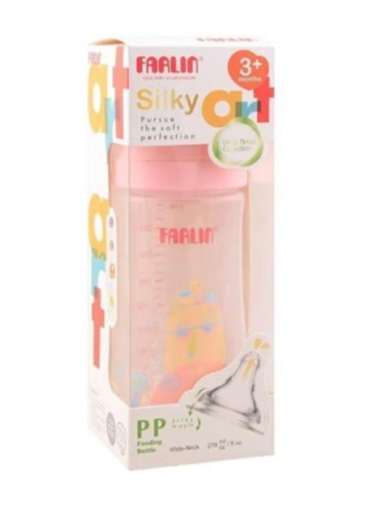 FARLIN Pp Wide Neck Feeding Bottle With silky nipple and reinforced ring air valve system , 270ML - Pink  - Image 2