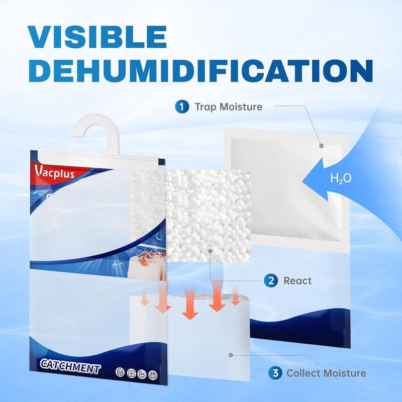Vacplus Moisture Absorber, 10 Pack Portable Dehumidifiers for Closet and Enclosed Space, 14 OZ Dehumidifier Bags Effectively Trap Extra Moisture, Hanging Moisture Absorbers Eliminate Unpleasant Smell - Image 5