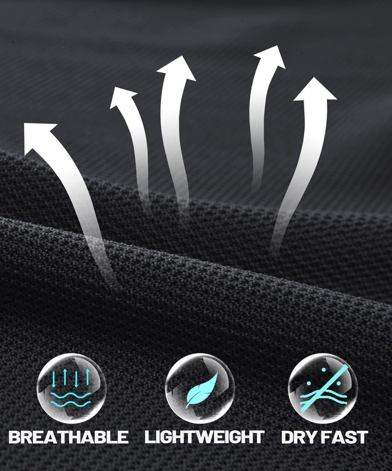 MAGCOMSEN Men's Classic Fit Golf Polo Shirt Long Sleeve Quick Dry Casual Polyester Black - Image 2