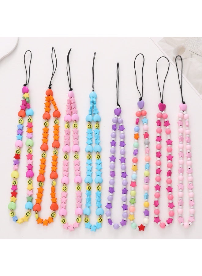 NIBEMINENT Phone Charm/ Chain Strap for Women Girls, Colored Pentagonal Stars Cell Phone Case Lanyard Wrist Strap - Image 2