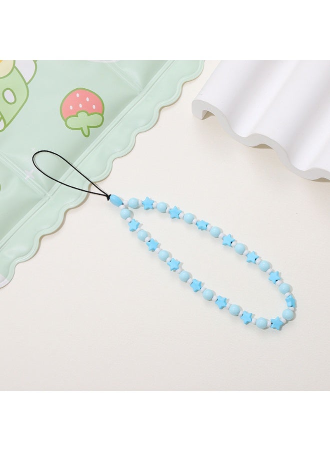 NIBEMINENT Phone Charm/ Chain Strap for Women Girls, Colored Pentagonal Stars Cell Phone Case Lanyard Wrist Strap - Image 1