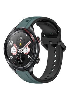 Replacement Strap For Honor Watch Dream 22mm Convex Loop Two-Color Silicone Watch Band Olive Green + Black