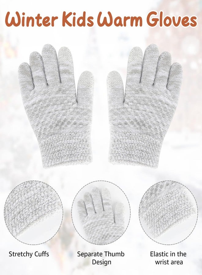 WELROG Kids Winter Hat Gloves Scarf Set - Warm Fleece Lined Beanie Cap for Boys and Girls Grey - Image 5