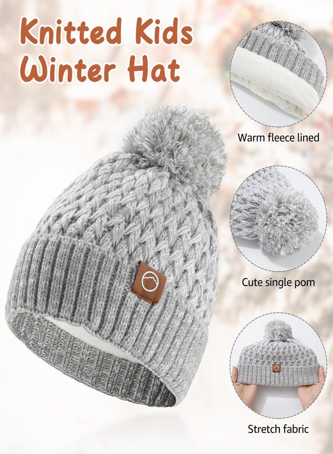 WELROG Kids Winter Hat Gloves Scarf Set - Warm Fleece Lined Beanie Cap for Boys and Girls Grey - Image 3